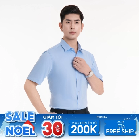 Áo sơ mi nam thiết kế ngắn tay công sở vải sợi tre nhiều màu Thái Hoà 23ASM-990