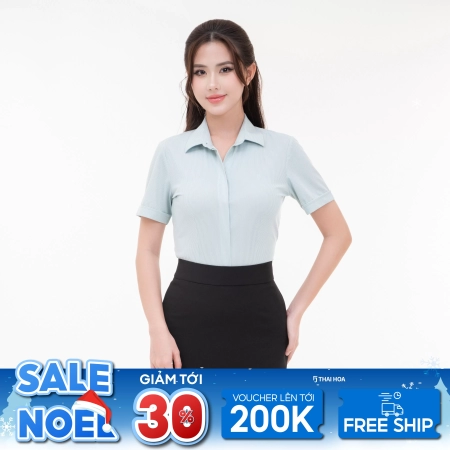 Áo sơ mi nữ ngắn tay sợi Than tre co giãn 4 chiều cao cấp Thái Hoà 24ASW-252