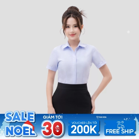 Áo sơ mi ngắn tay Thái Hòa chất liệu cotton Cao cấp bản nẹp khuy nhiều màu 24ASW-240