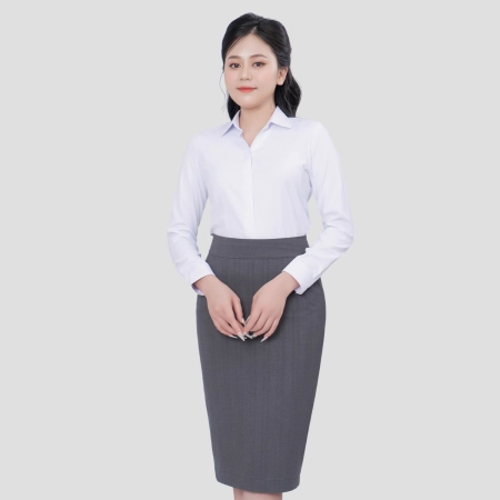 Chân váy nữ dáng ôm bút chì 2 lớp chất liệu gỗ sồi phối sợi lông cừu cao cấp Thái Hòa 23CVW-226