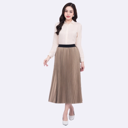 Chân váy nữ dáng dài kiểu xếp ly free size Thái Hòa CVW1826-C01