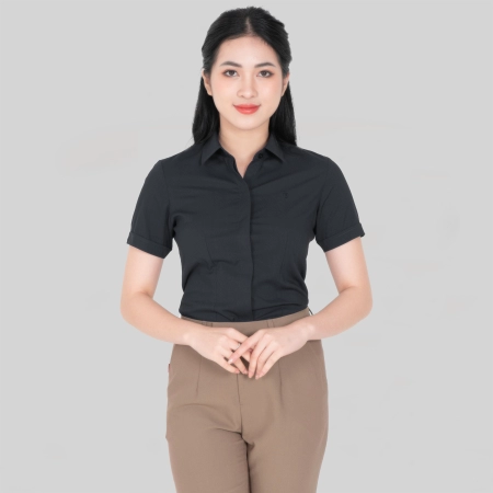 Áo sơ mi nữ cộc tay cổ đức phong cách công sở form regular ASW0301-R07