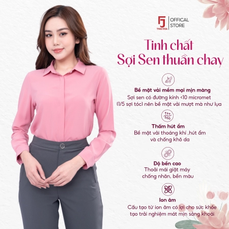 Áo sơ mi nữ dài tay sợi sen phong cách công sở ASW0101-R17