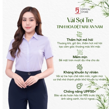 Áo sơ mi nữ cộc tay cổ đức phong cách công sở form regular ASW0301-R06