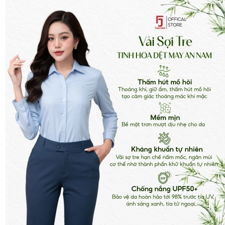 Áo sơ mi công sở nữ các màu sợi tre Thái Hòa ASW0101-R11