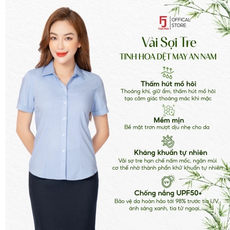 Áo sơ mi nữ ngắn tay sợi tre các màu Thái Hòa ASW0301-R11