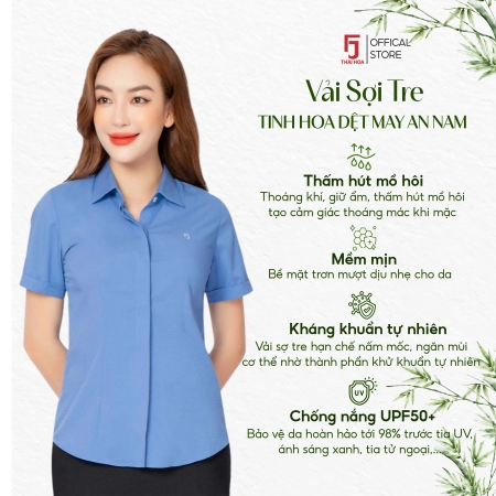 Áo sơ mi nữ ngắn tay sợi tre Thái Hòa ASW0301-R12