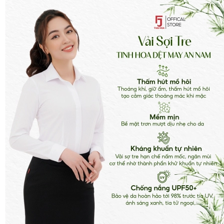 Áo sơ mi nữ dài tay nhiều màu vải kẻ chìm sợi tre cao cấp Thái Hòa ASW0101-R12