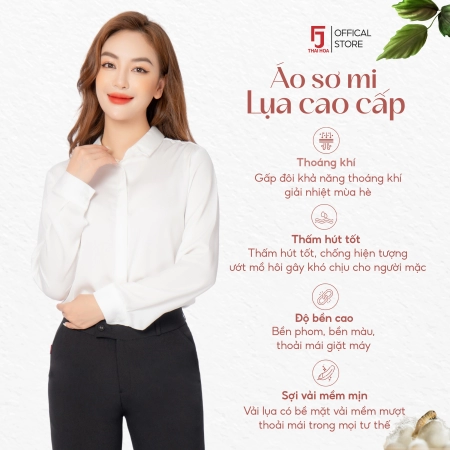 Áo sơ mi lụa nữ thiết kế công sở cao cấp nhiều màu form đẹp Thái Hòa ASW0101-R09
